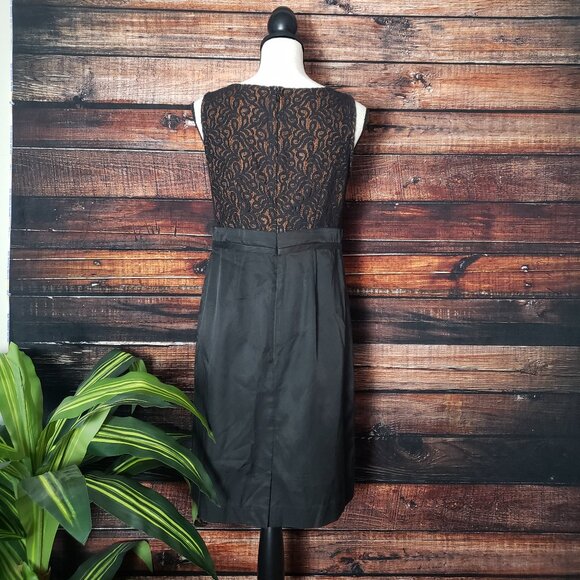 Merona Sheath Dress 6 Paper Bag Waist Lace Bodice Zip Back NWOT - Picture 4 of 11